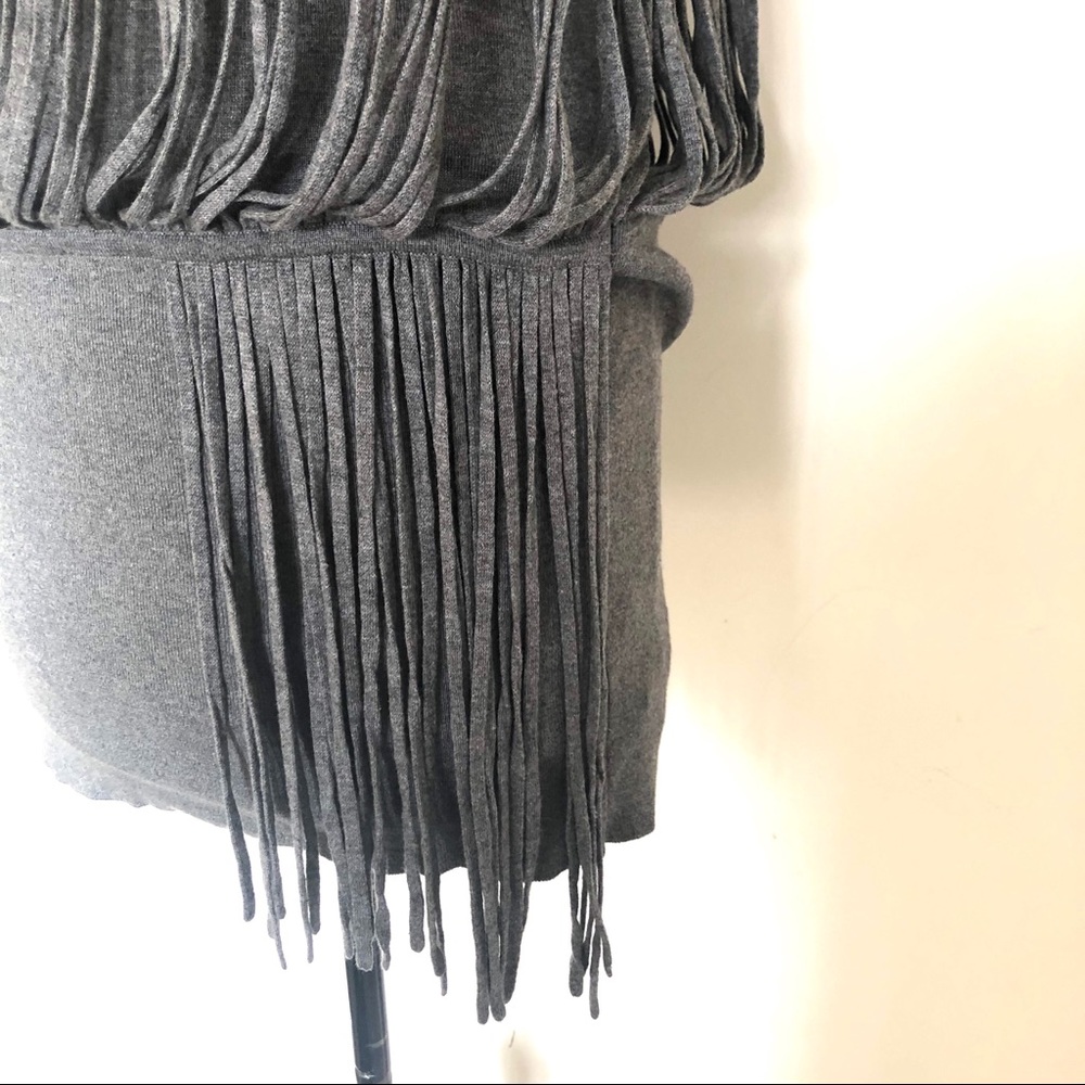 Gray Sleeveless Fringed Dress - Picture 2 of 5